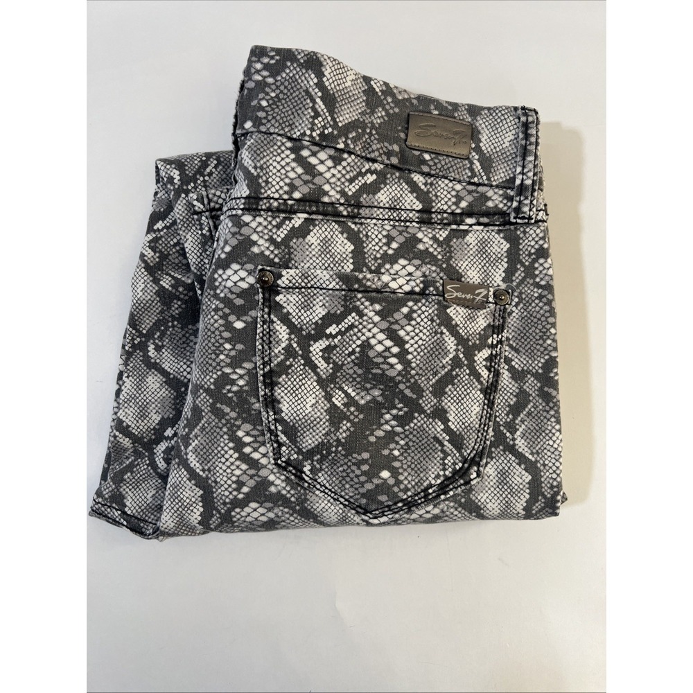 Seven7 Jeans Womens 8 Gray Snake Print Mid Rise Skinny Stretch Denim
